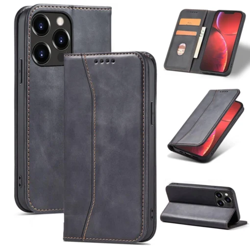 iPhone 14 kaaned kunstnahast Magnet Fancy Case must 10