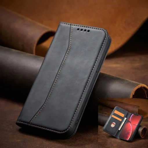iPhone 14 kaaned kunstnahast Magnet Fancy Case must 11