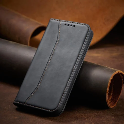 iPhone 14 kaaned kunstnahast Magnet Fancy Case must 5