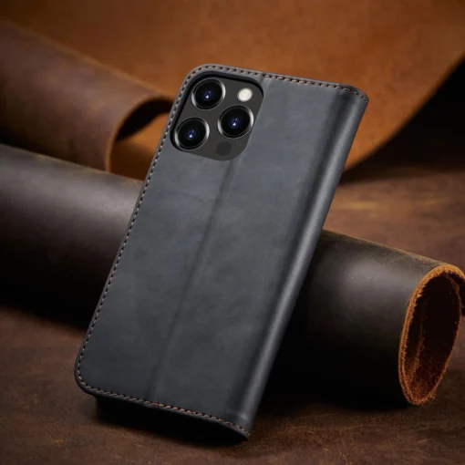 iPhone 14 kaaned kunstnahast Magnet Fancy Case must 7