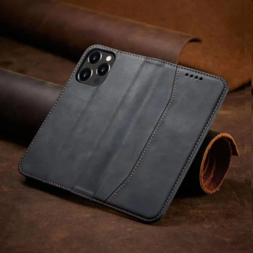 iPhone 14 kaaned kunstnahast Magnet Fancy Case must 8