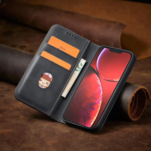 iPhone 14 kaaned kunstnahast Magnet Fancy Case must 9