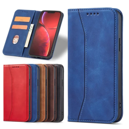 iPhone 14 kaaned kunstnahast Magnet Fancy Case sinine 12
