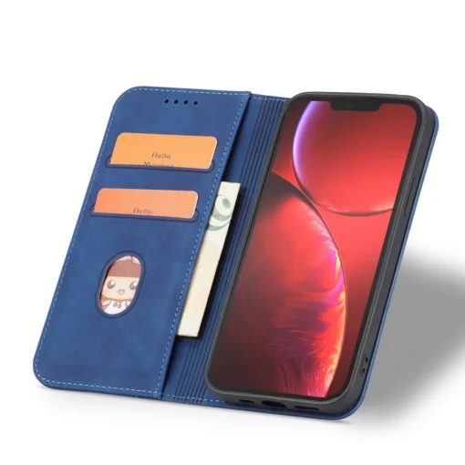 iPhone 14 kaaned kunstnahast Magnet Fancy Case sinine 3