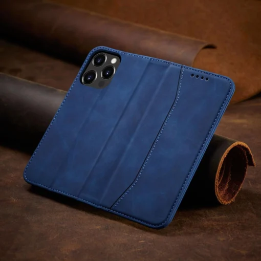 iPhone 14 kaaned kunstnahast Magnet Fancy Case sinine 7