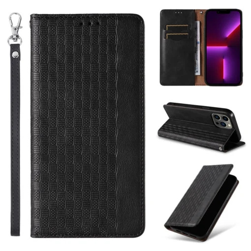 iPhone 14 kaaned kunstnahast Magnet Strap Case must 2