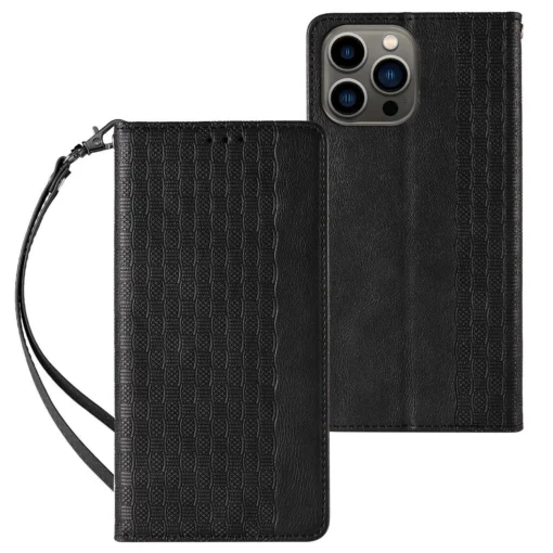 iPhone 14 kaaned kunstnahast Magnet Strap Case must