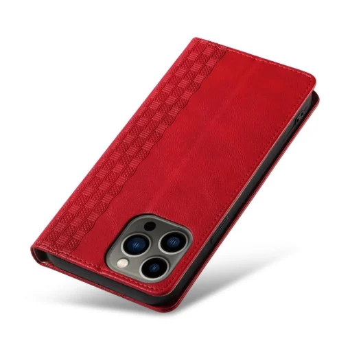 iPhone 14 kaaned kunstnahast Magnet Strap Case punane 10