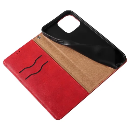 iPhone 14 kaaned kunstnahast Magnet Strap Case punane 11