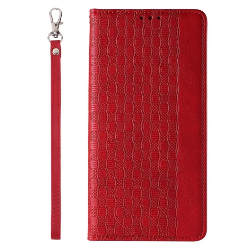 iPhone 14 kaaned kunstnahast Magnet Strap Case punane 4