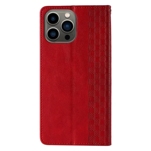 iPhone 14 kaaned kunstnahast Magnet Strap Case punane 5