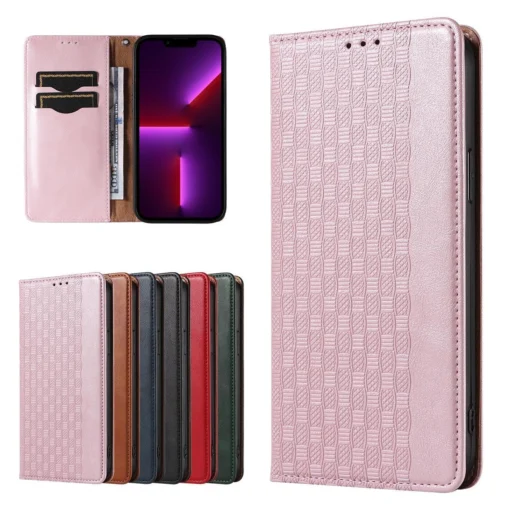 iPhone 14 kaaned kunstnahast Magnet Strap Case roosa 1