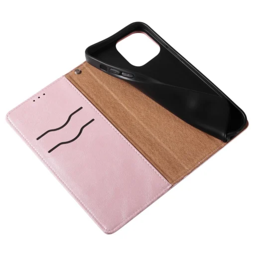 iPhone 14 kaaned kunstnahast Magnet Strap Case roosa 11