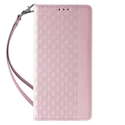 iPhone 14 kaaned kunstnahast Magnet Strap Case roosa 3