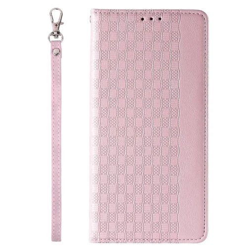 iPhone 14 kaaned kunstnahast Magnet Strap Case roosa 4