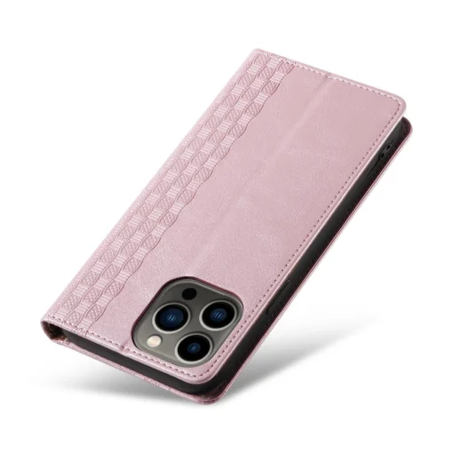 iPhone 14 kaaned kunstnahast Magnet Strap Case roosa 8