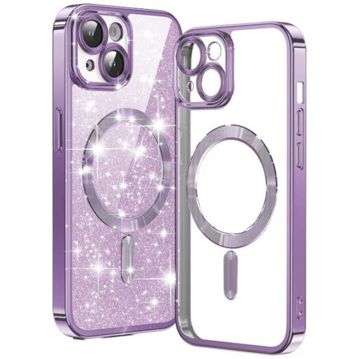 iPhone 14 umbris silikoonist MagSafe Luxury Glitter helelilla