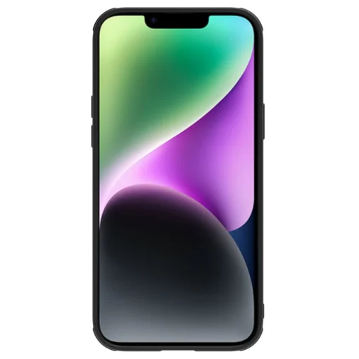 iPhone 14 umbris silikoonist ja kunstnahast tagusega Nillkin CamShield Leather S kaamerakaitsega must 1