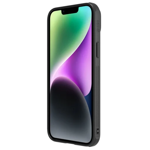 iPhone 14 umbris silikoonist ja kunstnahast tagusega Nillkin CamShield Leather S kaamerakaitsega must 3
