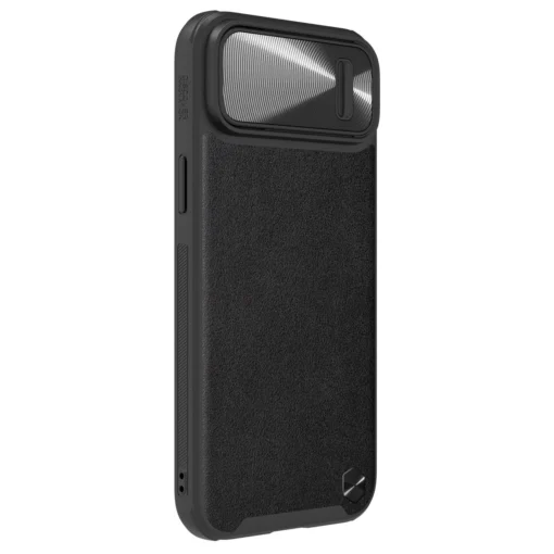 iPhone 14 umbris silikoonist ja kunstnahast tagusega Nillkin CamShield Leather S kaamerakaitsega must 5