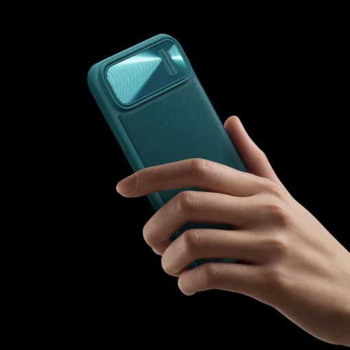 iPhone 14 umbris silikoonist ja kunstnahast tagusega Nillkin CamShield Leather S kaamerakaitsega must 8