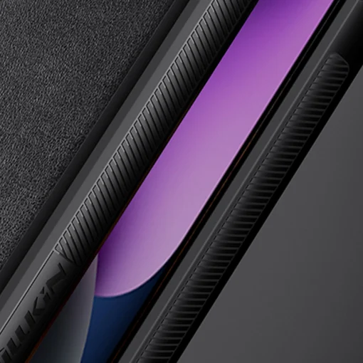 iPhone 14 umbris silikoonist ja kunstnahast tagusega Nillkin CamShield Leather S kaamerakaitsega roheline 10