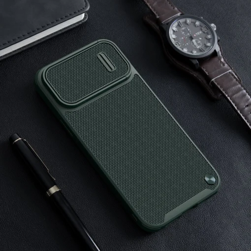 iPhone 14 umbris silikoonist ja nailonist Nillkin Textured S kaamerakaitsega must 15