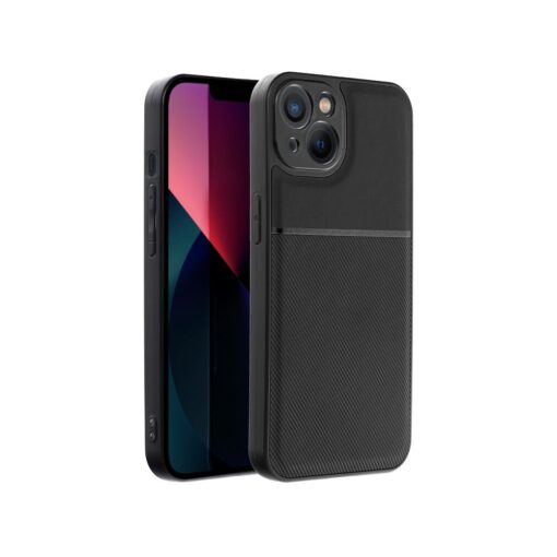 iPhone 14 umbris silikoonist servade ja tekstiilist tagusega NOBLE must 1