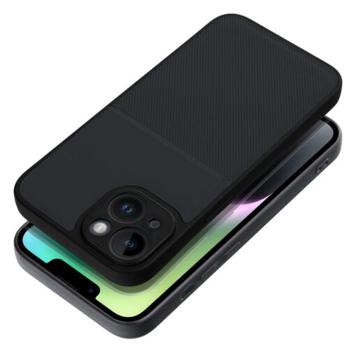 iPhone 14 umbris silikoonist servade ja tekstiilist tagusega NOBLE must 2