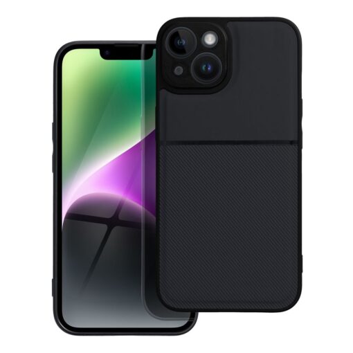 iPhone 14 umbris silikoonist servade ja tekstiilist tagusega NOBLE must