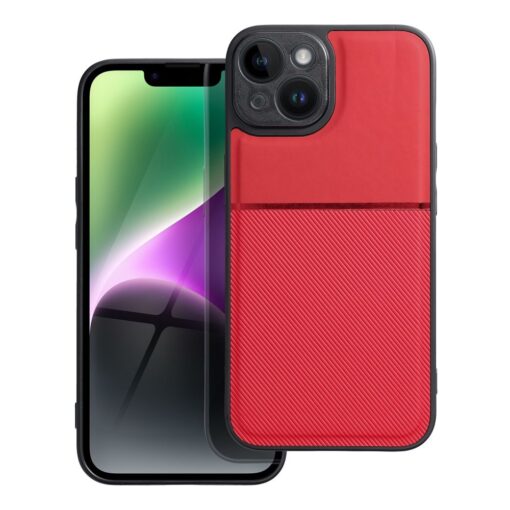 iPhone 14 umbris silikoonist servade ja tekstiilist tagusega NOBLE punane