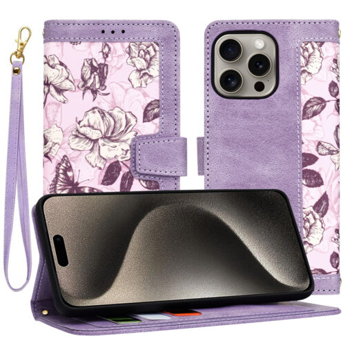 iPhone 15 Pro Max kaaned kunstnahast FlipCraft mustiline lilla