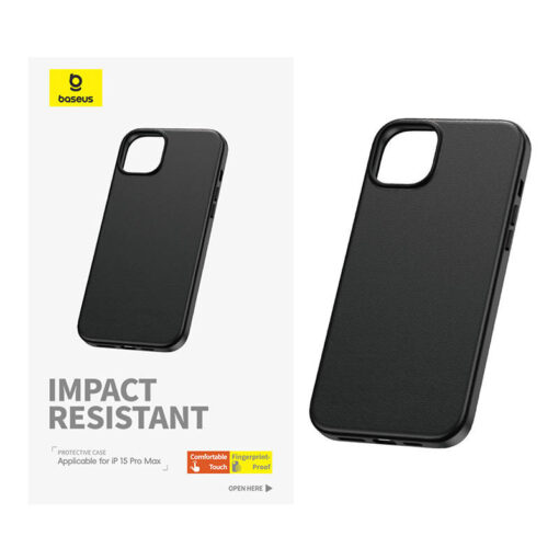 iPhone 15 Pro Max umbris kunstnahast Baseus Fauxther Series must 2