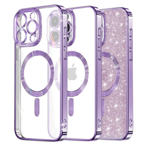 iPhone 15 Pro Max umbris silikoonist MagSafe Luxury Glitter helelilla