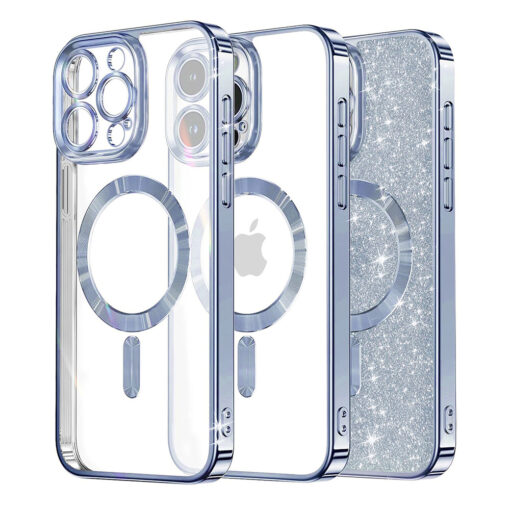 iPhone 15 Pro Max umbris silikoonist MagSafe Luxury Glitter helesinine