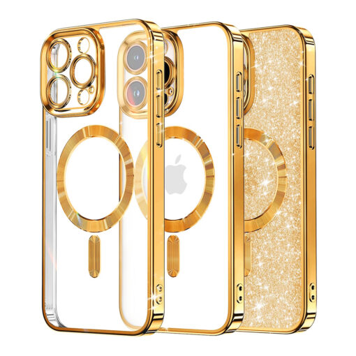 iPhone 15 Pro Max umbris silikoonist MagSafe Luxury Glitter kuldne