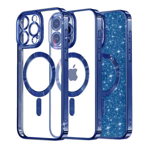 iPhone 15 Pro Max umbris silikoonist MagSafe Luxury Glitter tumesinine