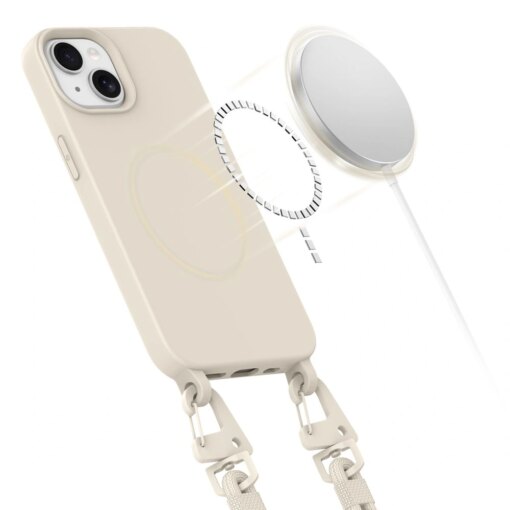 iPhone 15 umbris silikoonist Magnecklace MagSafe cosmic latte 2
