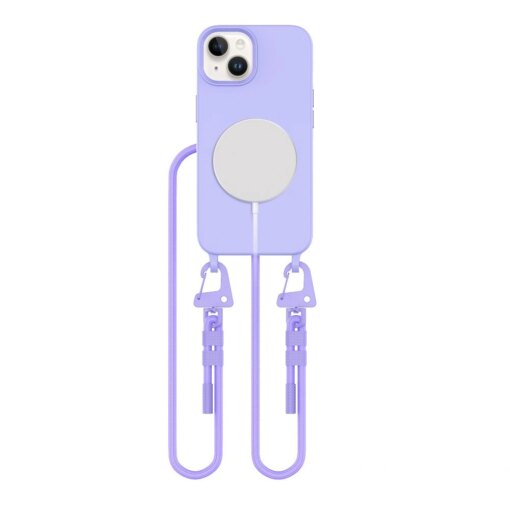 iPhone 15 umbris silikoonist Magnecklace MagSafe lavendel