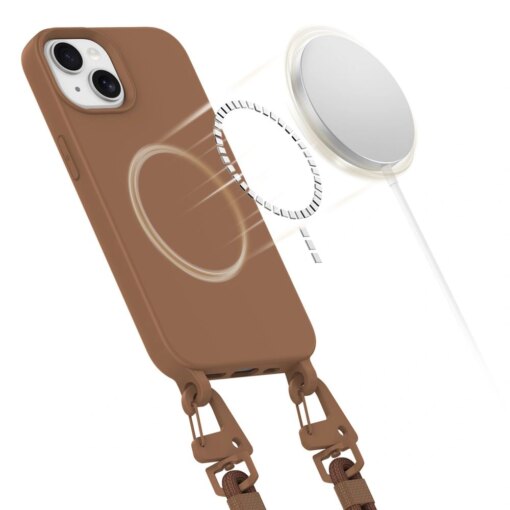 iPhone 15 umbris silikoonist Magnecklace MagSafe sokolaadipruun 2