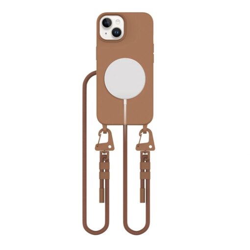 iPhone 15 umbris silikoonist Magnecklace MagSafe sokolaadipruun