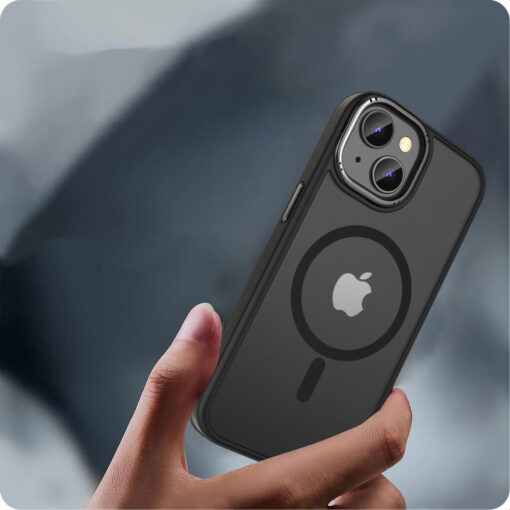iPhone 15 umbris silikoonist servade ja plastikust tagusega MagMat 2 MagSafe matt must 2