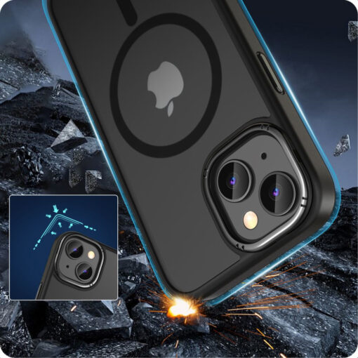 iPhone 15 umbris silikoonist servade ja plastikust tagusega MagMat 2 MagSafe matt must 3