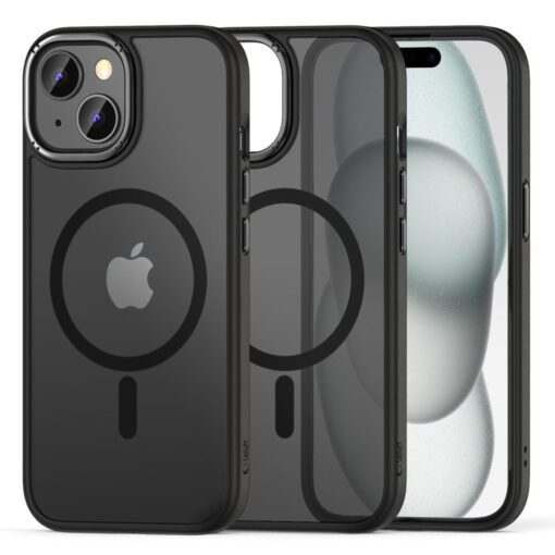 iPhone 15 umbris silikoonist servade ja plastikust tagusega MagMat 2 MagSafe matt must