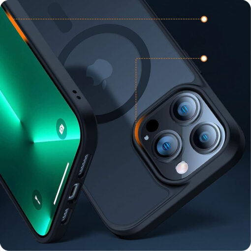 iPhone 15 umbris silikoonist servade ja plastikust tagusega MagMat MagSafe matt taevasinine 2