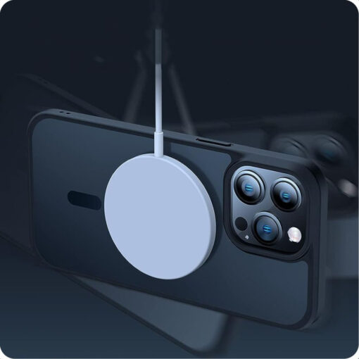 iPhone 15 umbris silikoonist servade ja plastikust tagusega MagMat MagSafe matt taevasinine 3