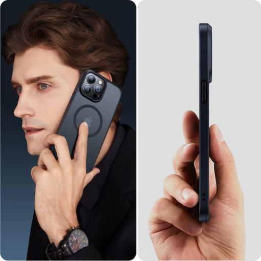 iPhone 15 umbris silikoonist servade ja plastikust tagusega MagMat MagSafe matt taevasinine 4