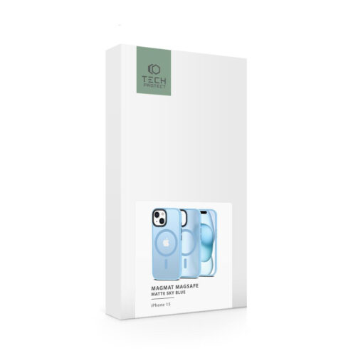 iPhone 15 umbris silikoonist servade ja plastikust tagusega MagMat MagSafe matt taevasinine 5