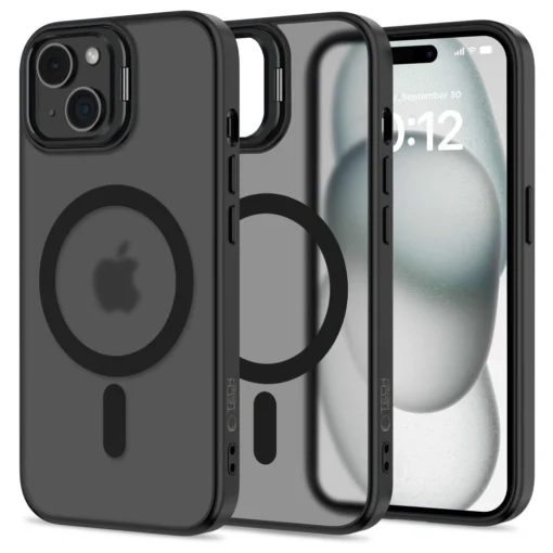 iPhone 15 umbris silikoonist servade ja plastikust tagusega Magstand MagSafe matt must 4