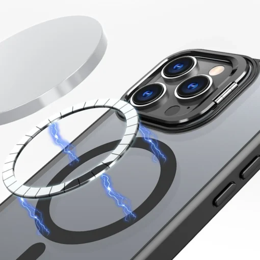 iPhone 15 umbris silikoonist servade ja plastikust tagusega Magstand MagSafe matt must 6